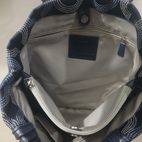 Coach Dark Blue Patterned Shoulder Bag - Picture 3 of 7